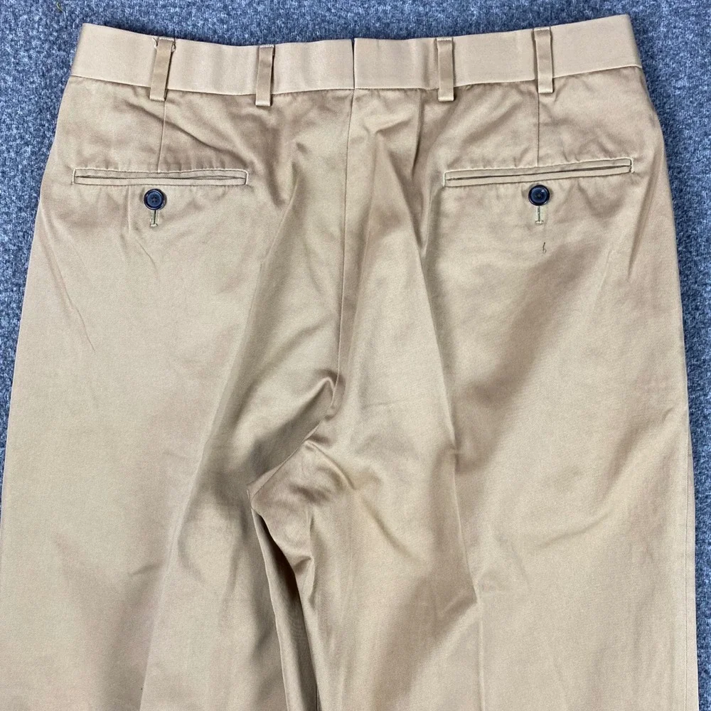 Brooks Brothers Country Club Mens‎ 34x30 Khaki Pleated Cuffed Cotton Chino Pants